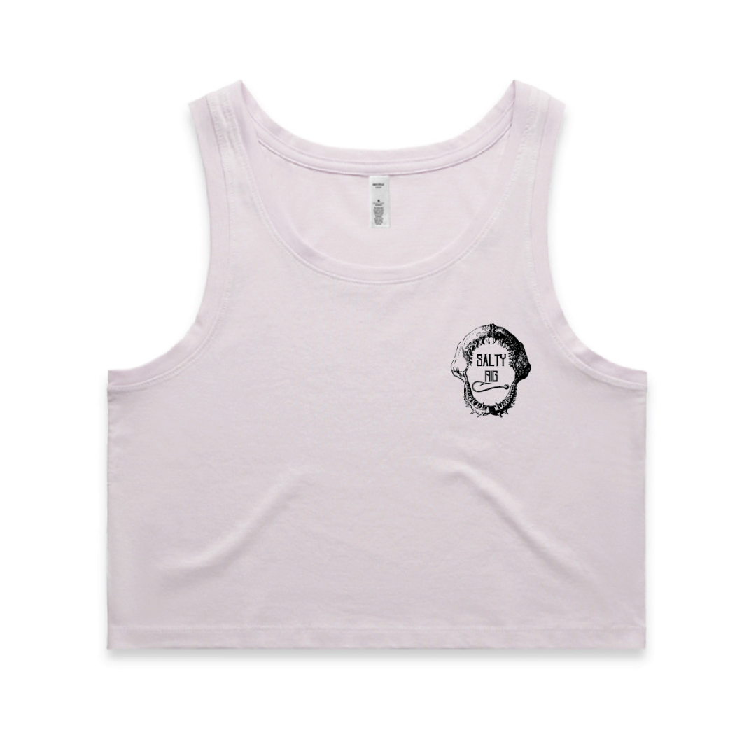 Light purple tank top with a black graphic on a white background