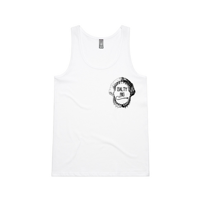 White tank top with a logo on a white background