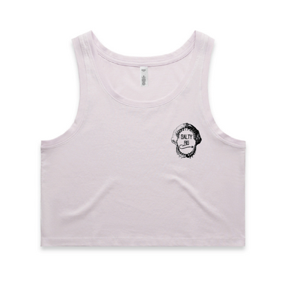 Light purple tank top with a black graphic on a white background